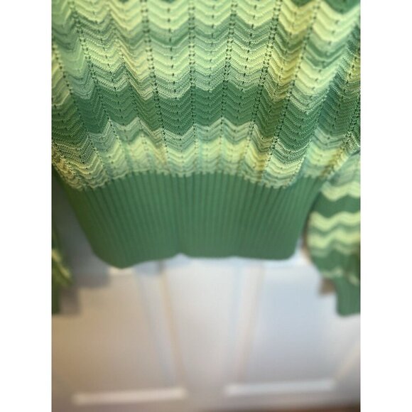 Ramy Brook Briar Cropped Sweater Size XL Green 100% Cotton Wave Knit Square Neck - Picture 5 of 9